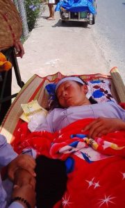 Ms. Le Thi Hong Hanh was beaten by police in Cho Moi, Kien Giang on June 20