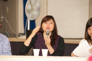 Mrs. Vu Minh Khanh during her campaign for her husband's release in foreign countries