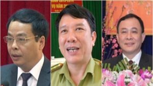 Three murdered officials: Secretary Cuong, forest ranger Minh and top local legislator Tuan (from left to right) 